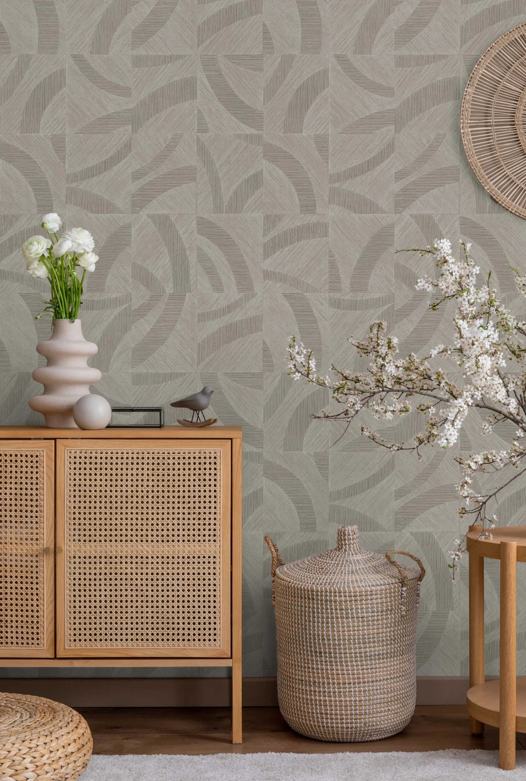 Beige Embossed Wallpaper – Glittering Neutral (24101-4)